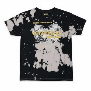 Wu-Tang Clan Men's Med T-Shirt Strikes Again Tie Dye Bleached Large Black Logo